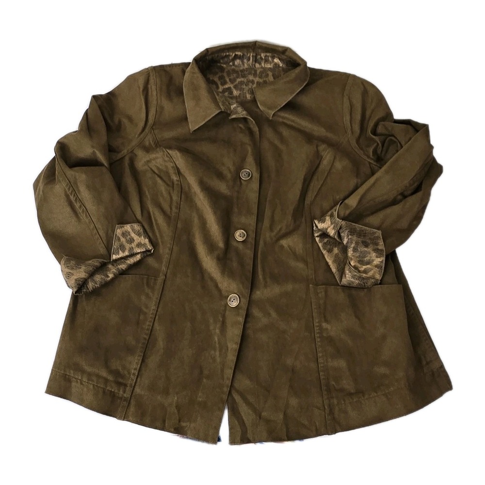 Susan Graver Style 1X Reversible‎ Jacket Animal Print Brown
